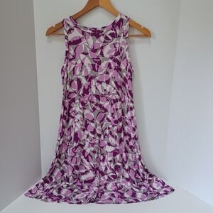 LOFT Outlet XSP Petite XS Purple Floral‎ Midi Dress Sleeveless
